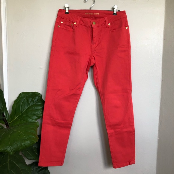 Michael Kors Izzy Skinny Jeans in Salmon - Picture 2 of 8